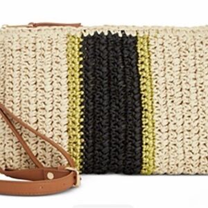 INC International Concepts Black and Cream Woven Crossbody Bag